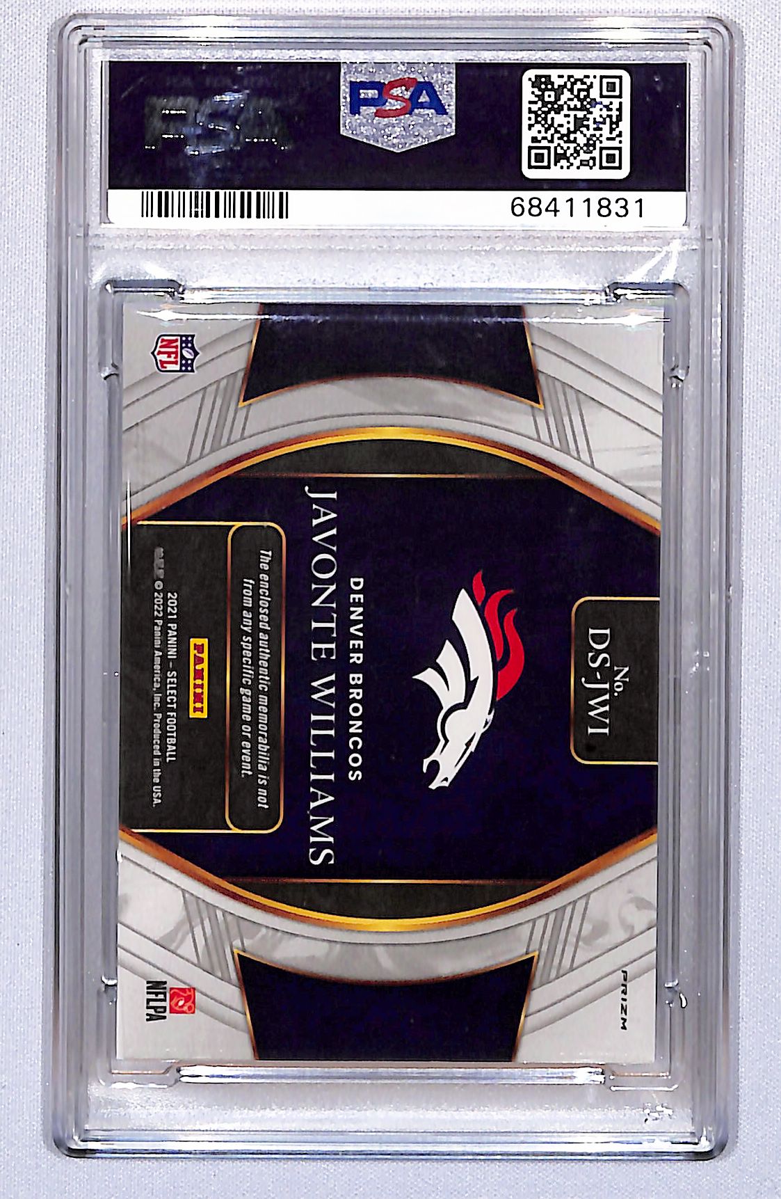 Javonte Williams 2021 Select Draft Selections Memorabilia Red Prizm #DSJWI PSA 8