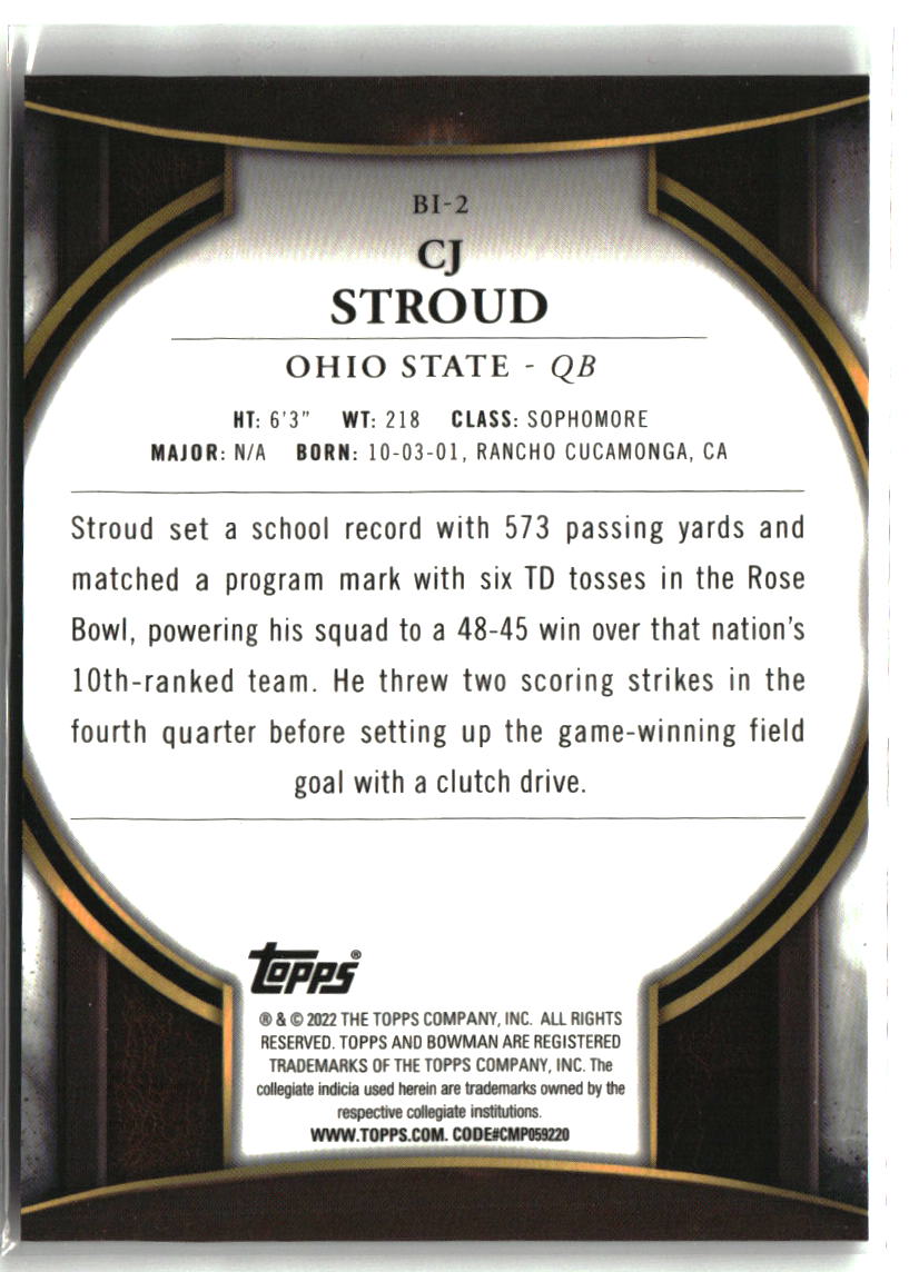 CJ Stroud 2022 Bowman University Chrome Invicta #BI-2