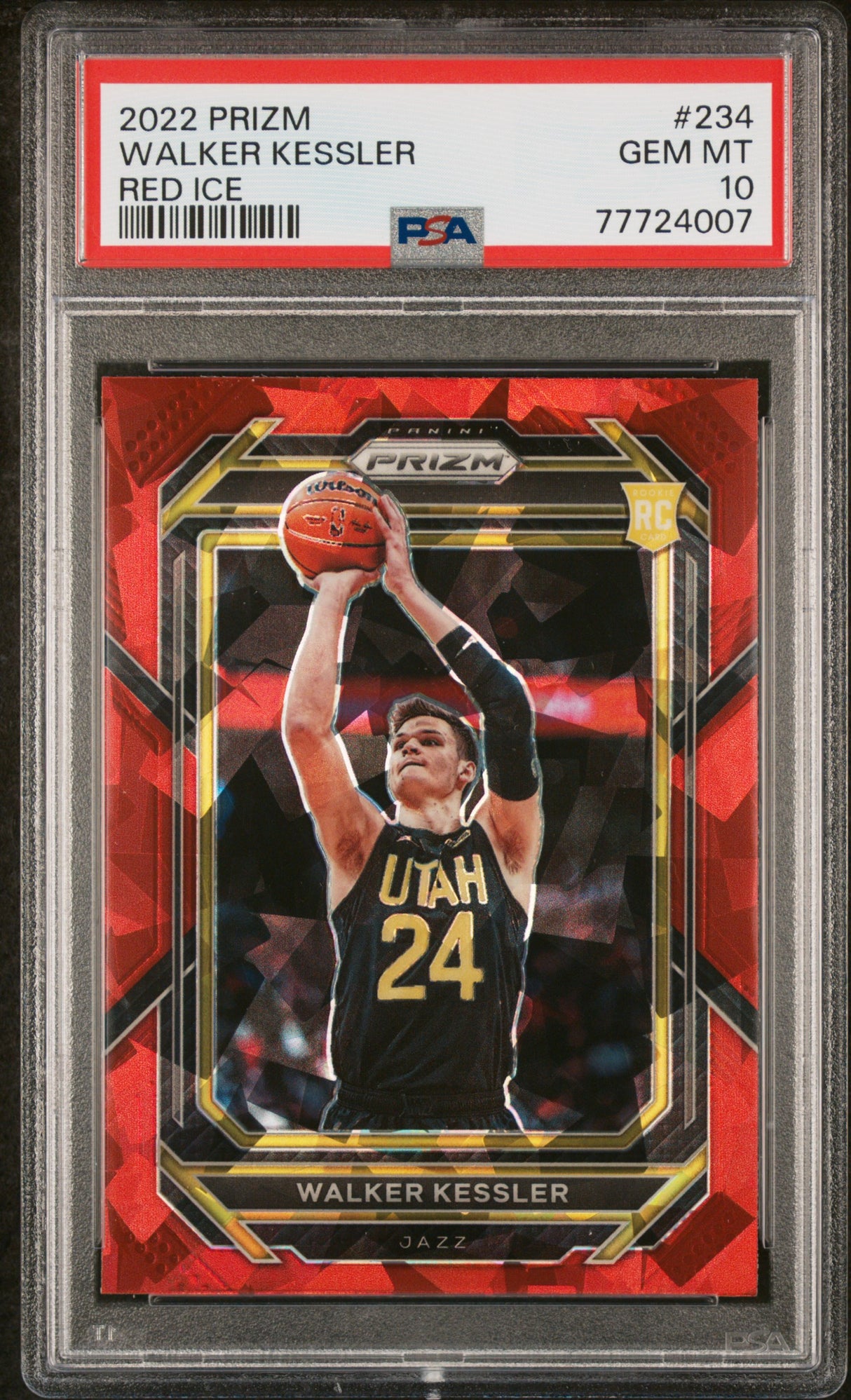 Walker Kessler 2022-23 Panini Prizm Prizms Red Ice #234 PSA 10