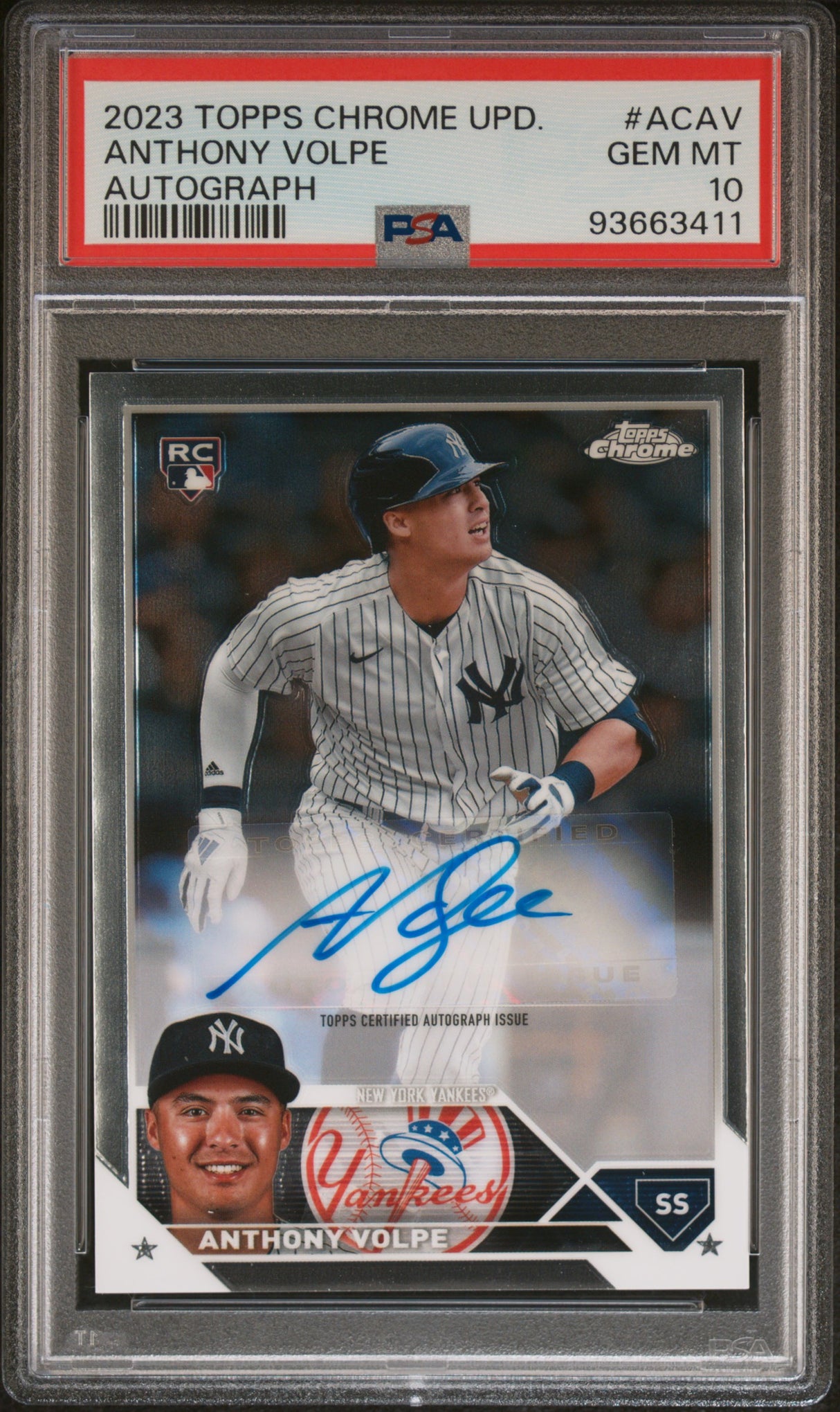 Anthony Volpe 2023 Topps Chrome Update Autographs #AC-AV PSA 10
