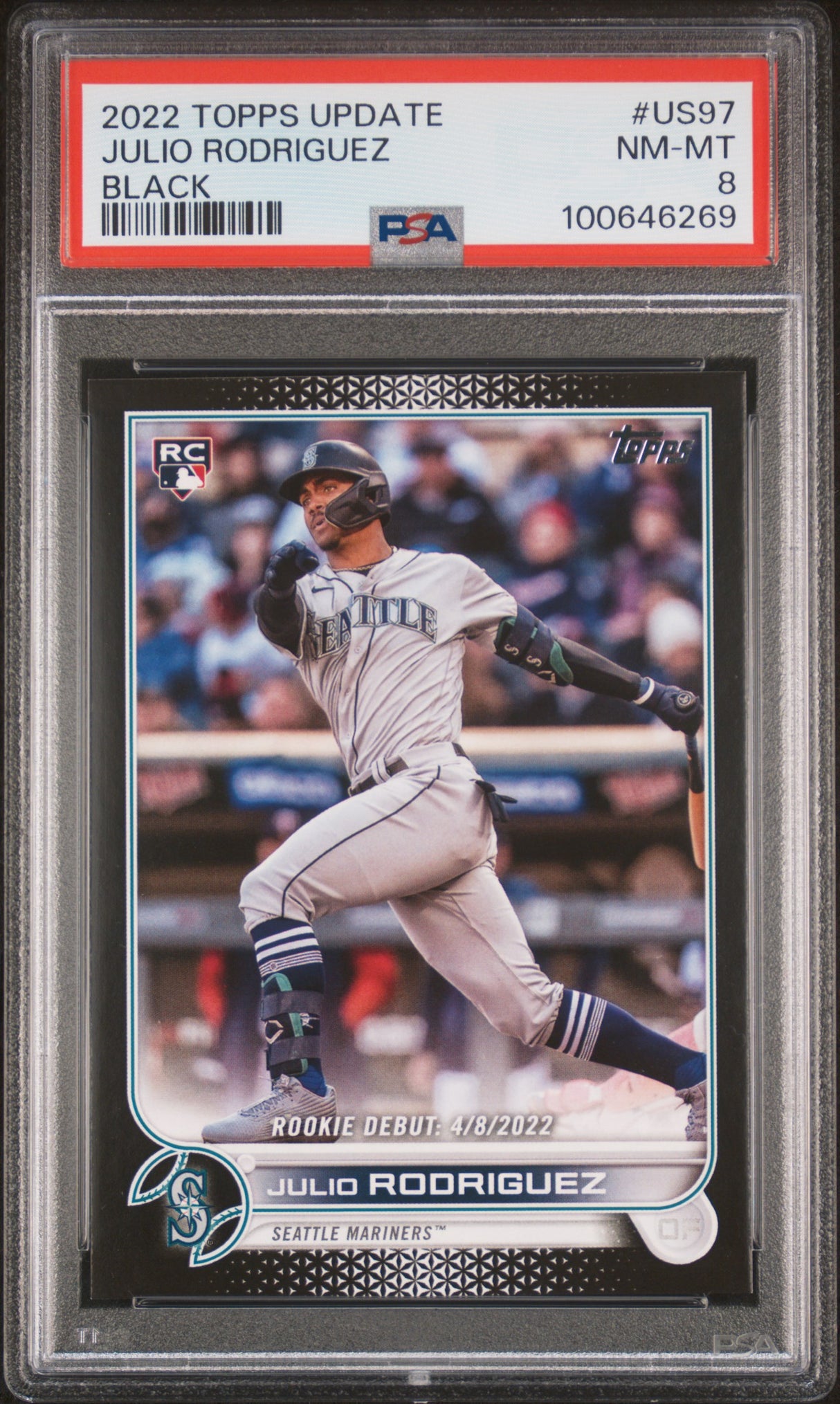 Julio Rodriguez 2022 Topps Update Black #US97 #/71 PSA 8