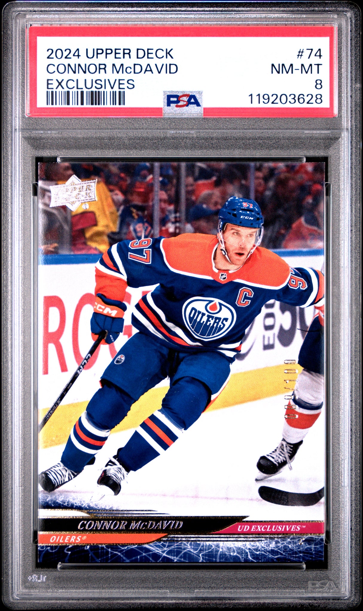 Connor McDavid 2024-25 Upper Deck UD Exclusives #74 #/100 PSA 8