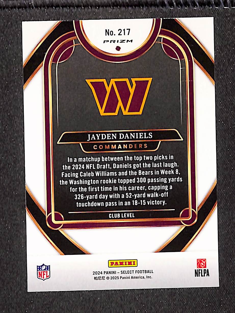 Jayden Daniels 2024 Panini Select Green & Red Prizm Shock #217