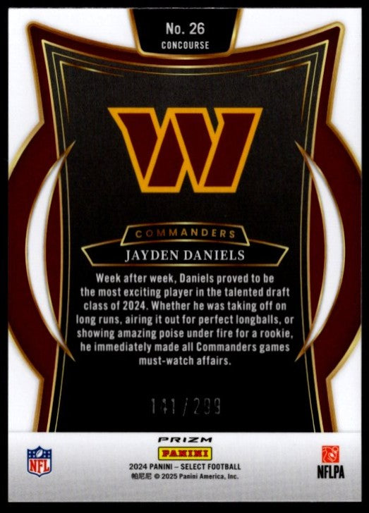 Jayden Daniels 2024 Panini Select Copper Prizm Shock #26 #/299