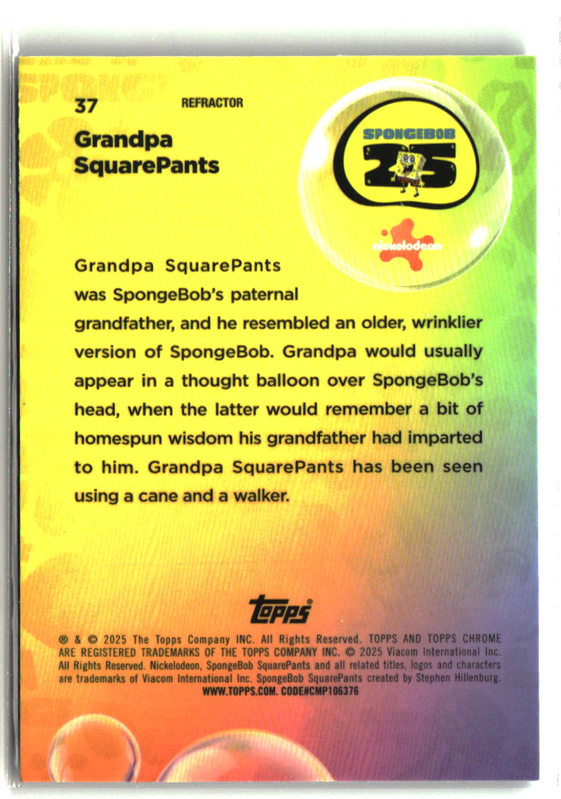 2025 Topps Chrome SpongeBob Grandpa SquarePants Refractor #37