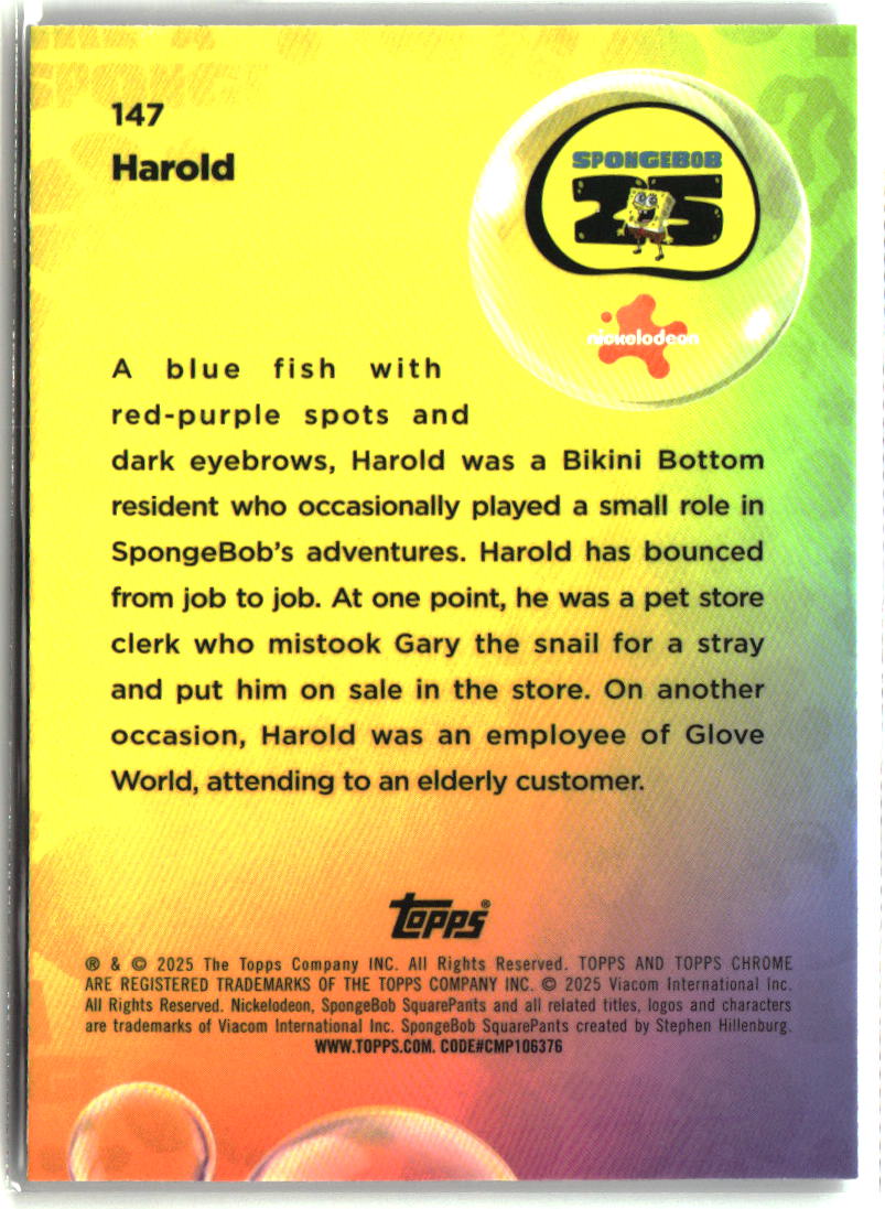 2025 Topps Chrome SpongeBob Harold #147