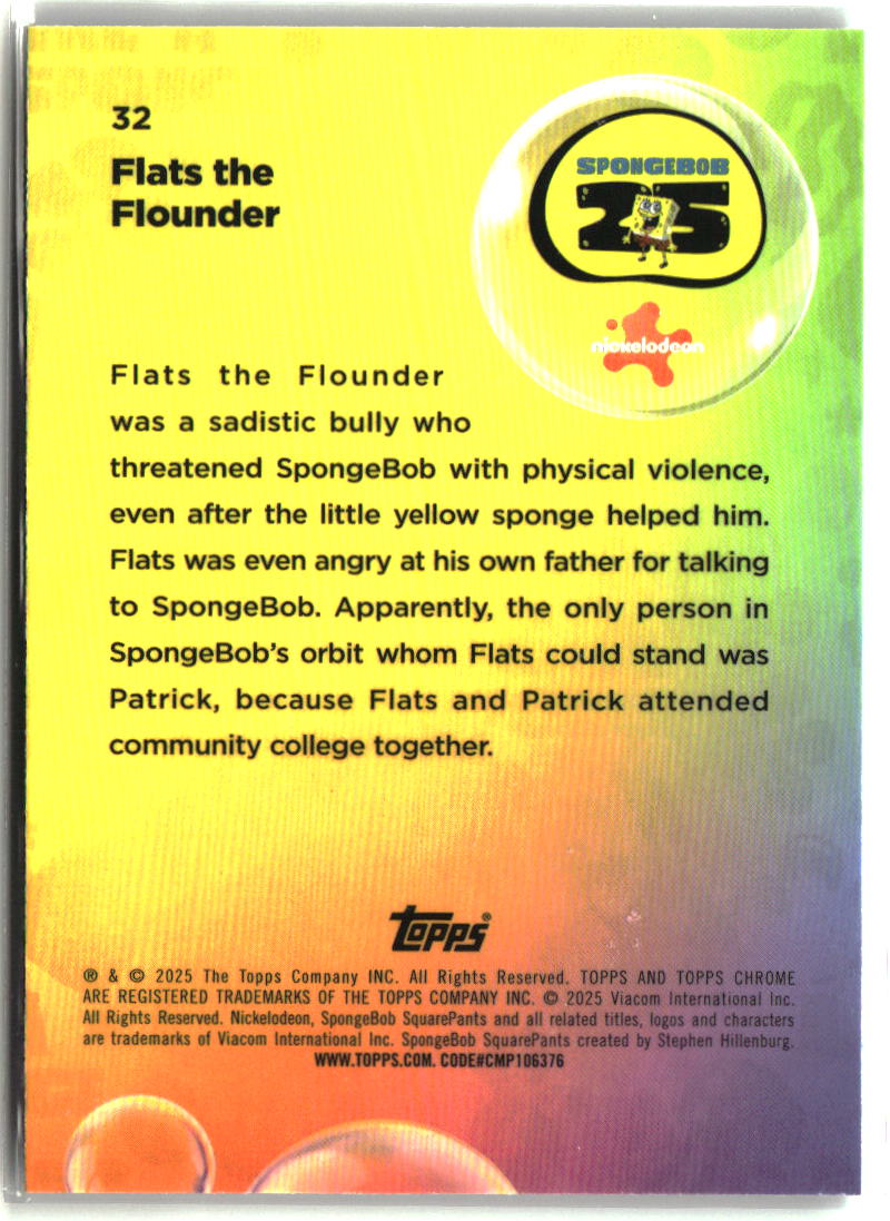 2025 Topps Chrome SpongeBob Flats the Flounder #32