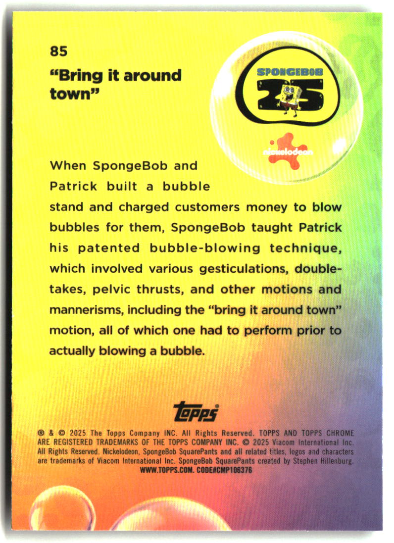 2025 Topps Chrome SpongeBob "Bring it Around Town" #85