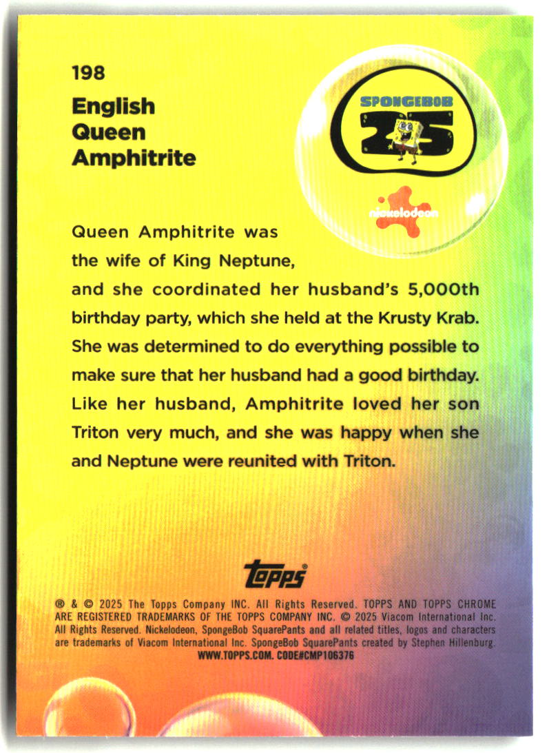 2025 Topps Chrome SpongeBob Queen Amphrite #198