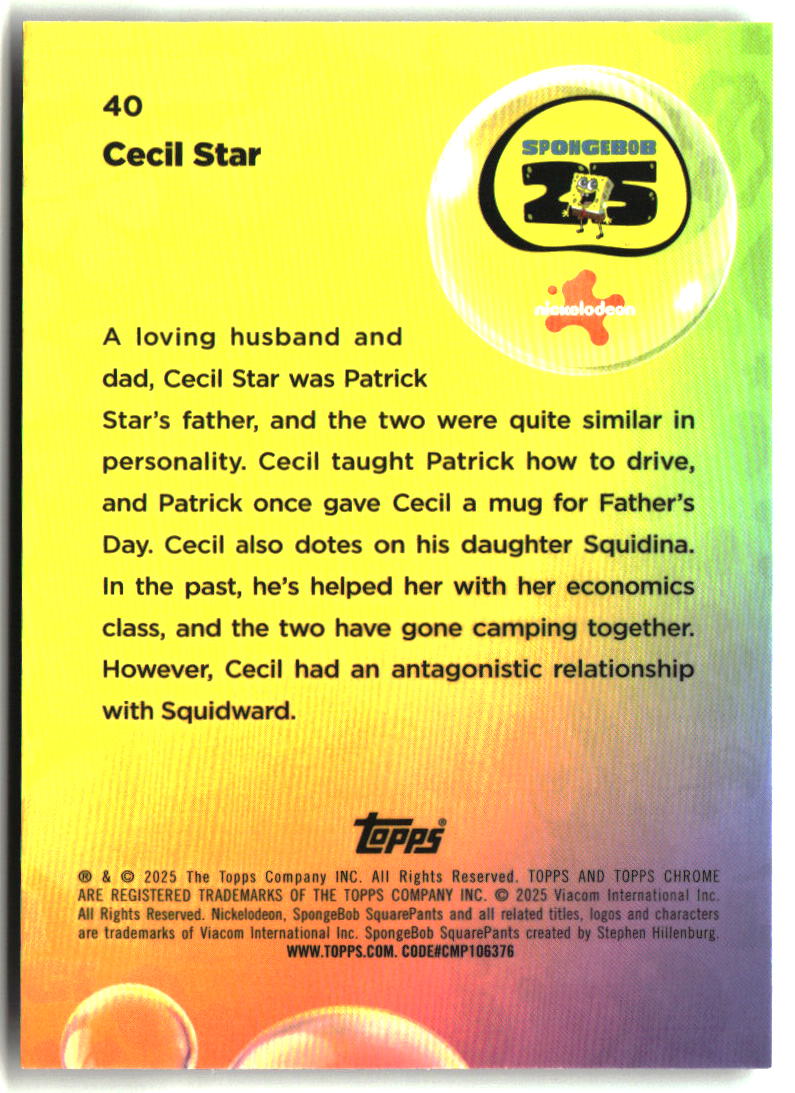 2025 Topps Chrome SpongeBob Cecil Star #40