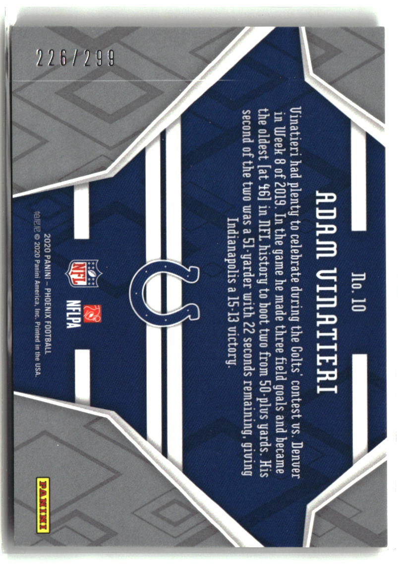 Adam Vinatieri 2020 Panini Phoenix Game Over Red #10 #/299