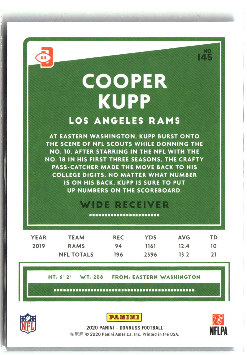 Cooper Kupp 2020 Donruss Press Proof Blue White jersey #145b