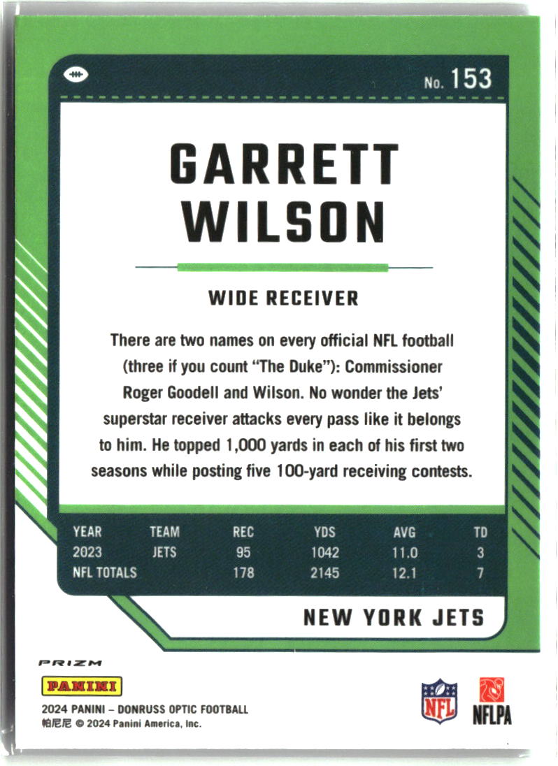 Garrett Wilson 2024 Donruss Optic Holo #153