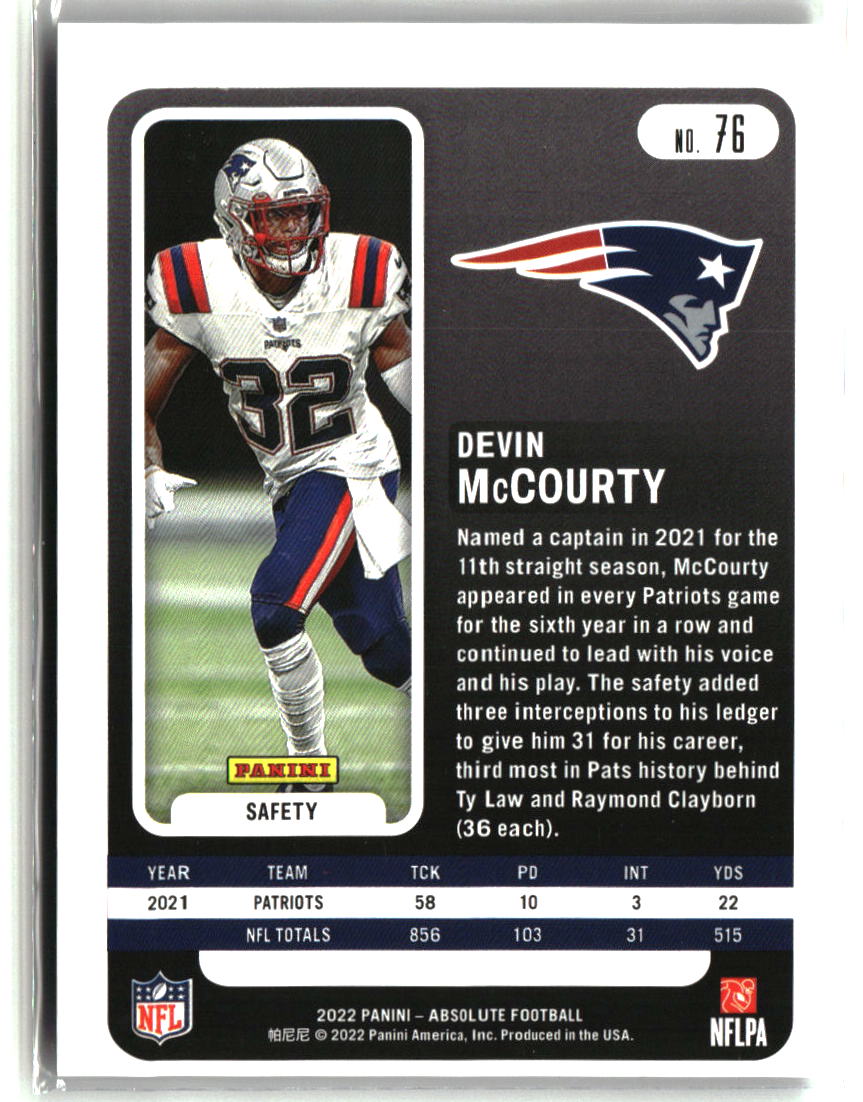 Devin McCourty 2022 Panini Absolute #76