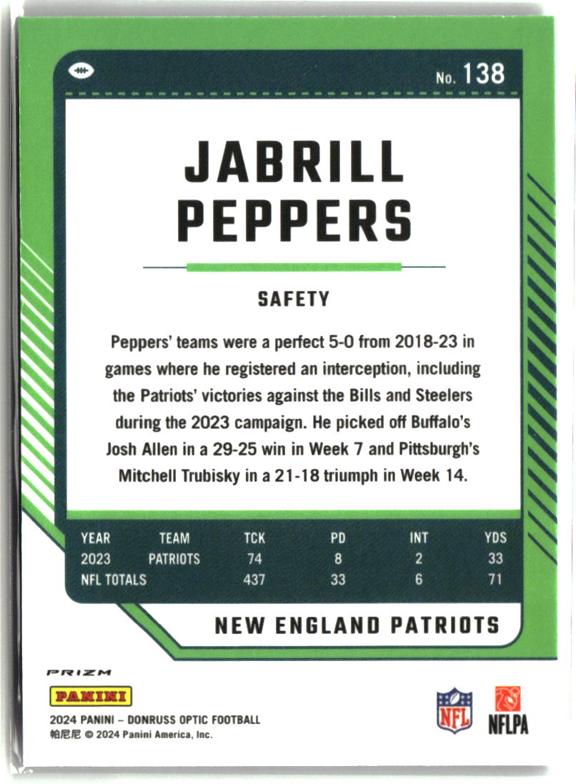 Jabrill Peppers 2024 Donruss Optic Holo #138