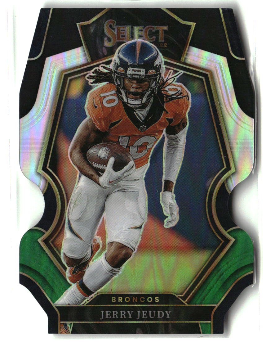 Jerry Jeudy 2022 Panini Select Black and Green Prizm Die Cut #132