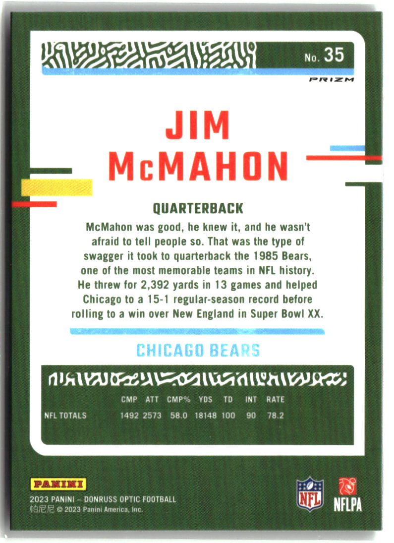 Jim McMahon 2023 Donruss Optic Holo #35