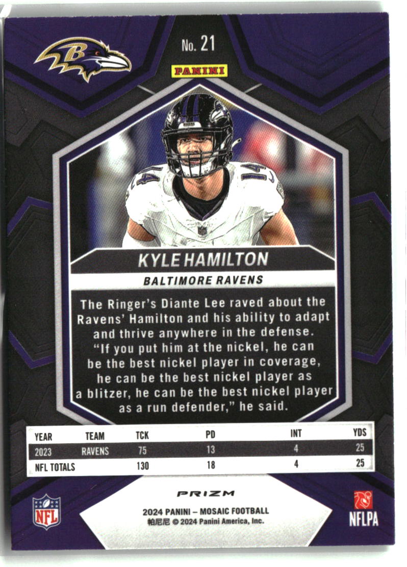 Kyle Hamilton 2024 Panini Mosaic Mosaic Green #21