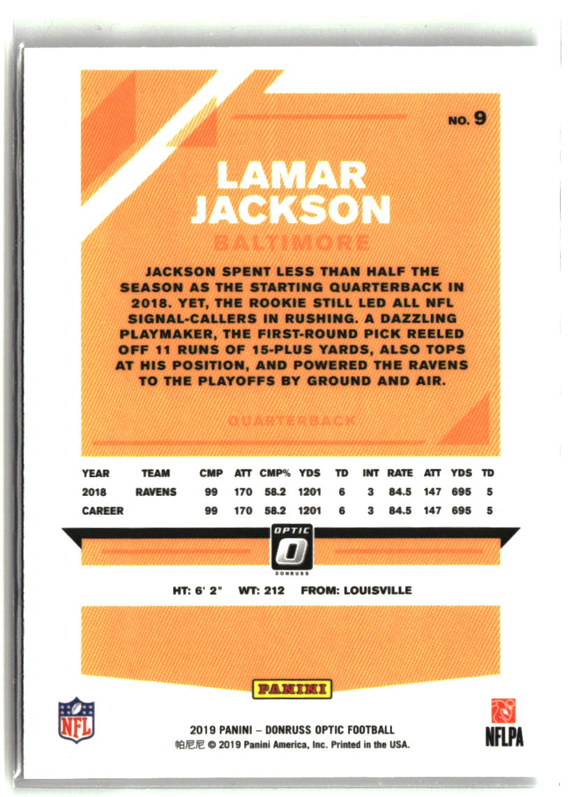 Lamar Jackson 2019 Donruss Optic #9