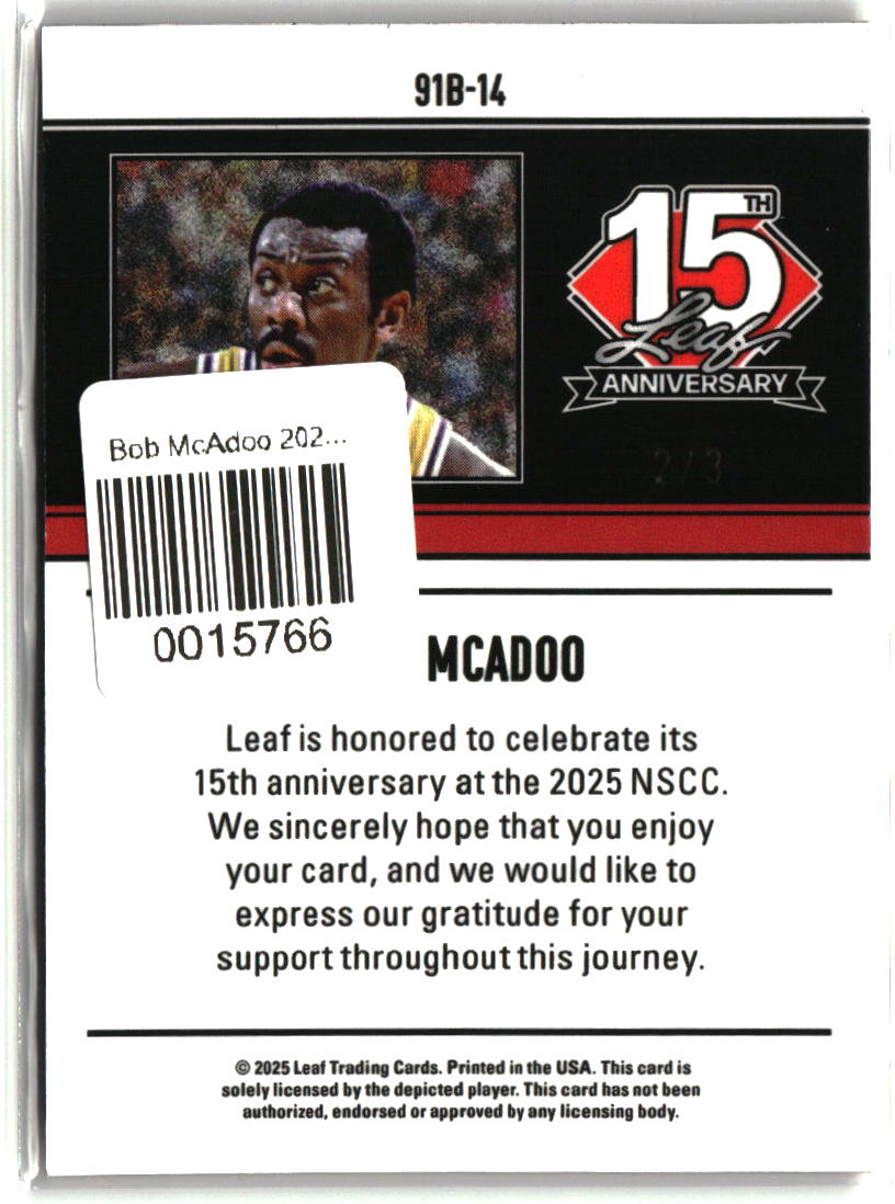 Bob McAdoo 2025 Leaf 1991 Base Lava Red #91B-14 #/3