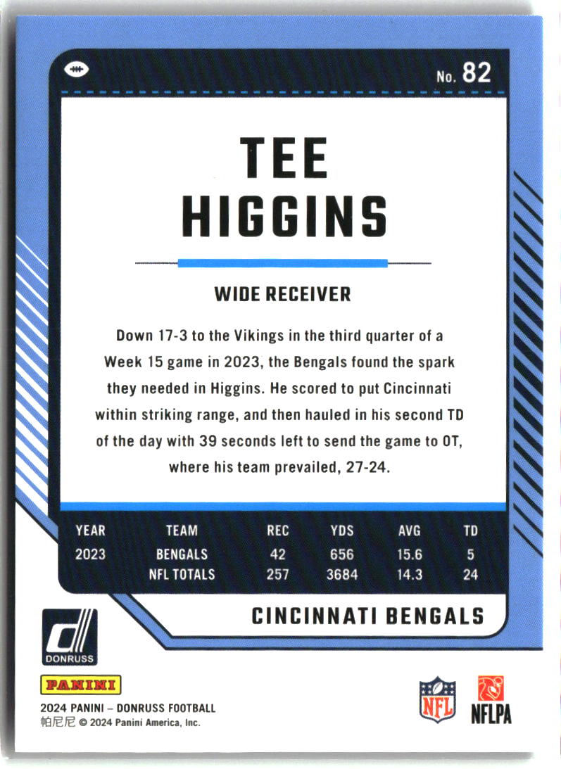 Tee Higgins 2024 Donruss Press Proof Purple #82