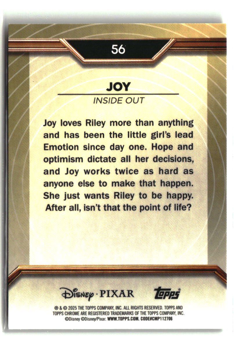 Joy 2025 Topps Pixar Gold Prism Gold Etch Refractor #56