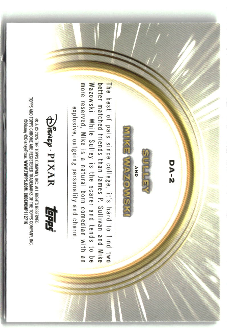 Sulley / Mike Wazowski 2025 Topps Pixar Gold Golden Double Acts #DA-2