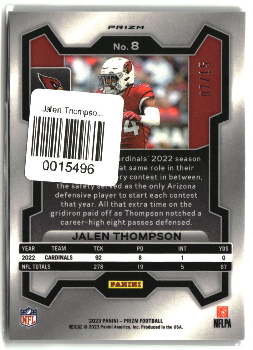 Jalen Thompson 2023 Panini Prizm Forest Camo #8 #/15