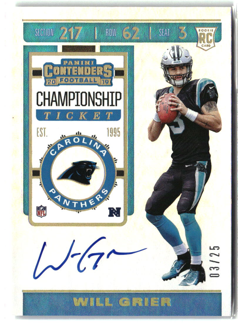 Will Grier 2019 Panini Contenders Championship Ticket #105 #/25