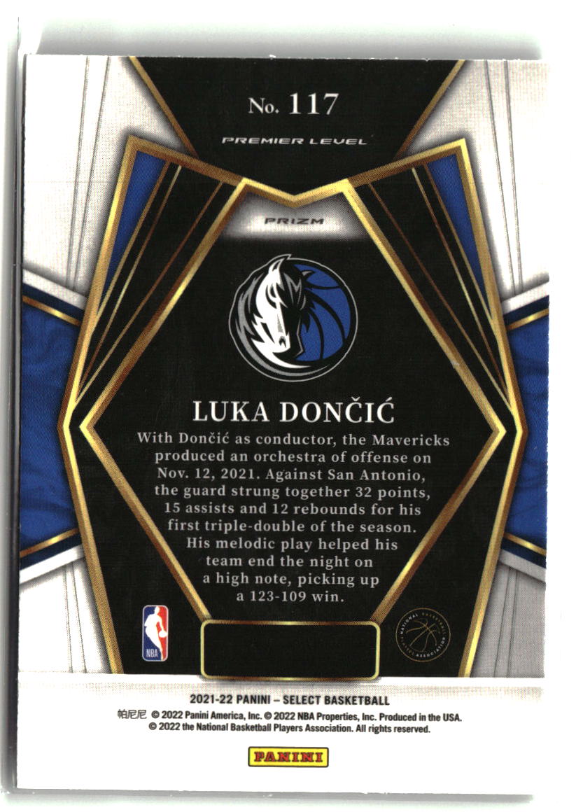 Luka Doncic 2021-22 Panini Select Silver Prizms #117