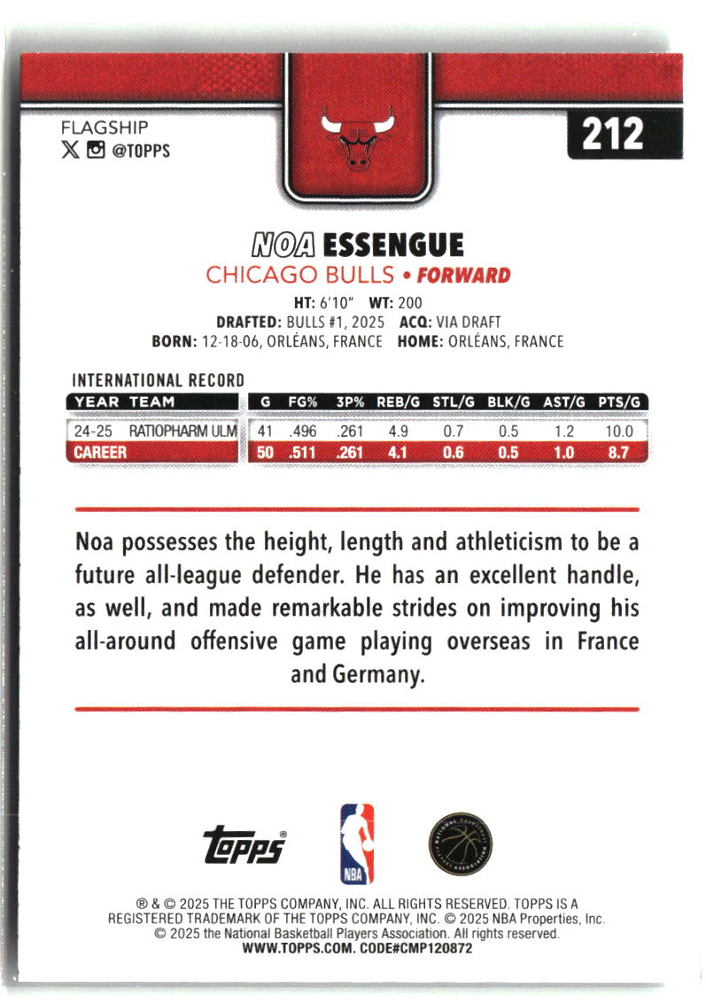 Noa Essengue 2025-26 Topps #212