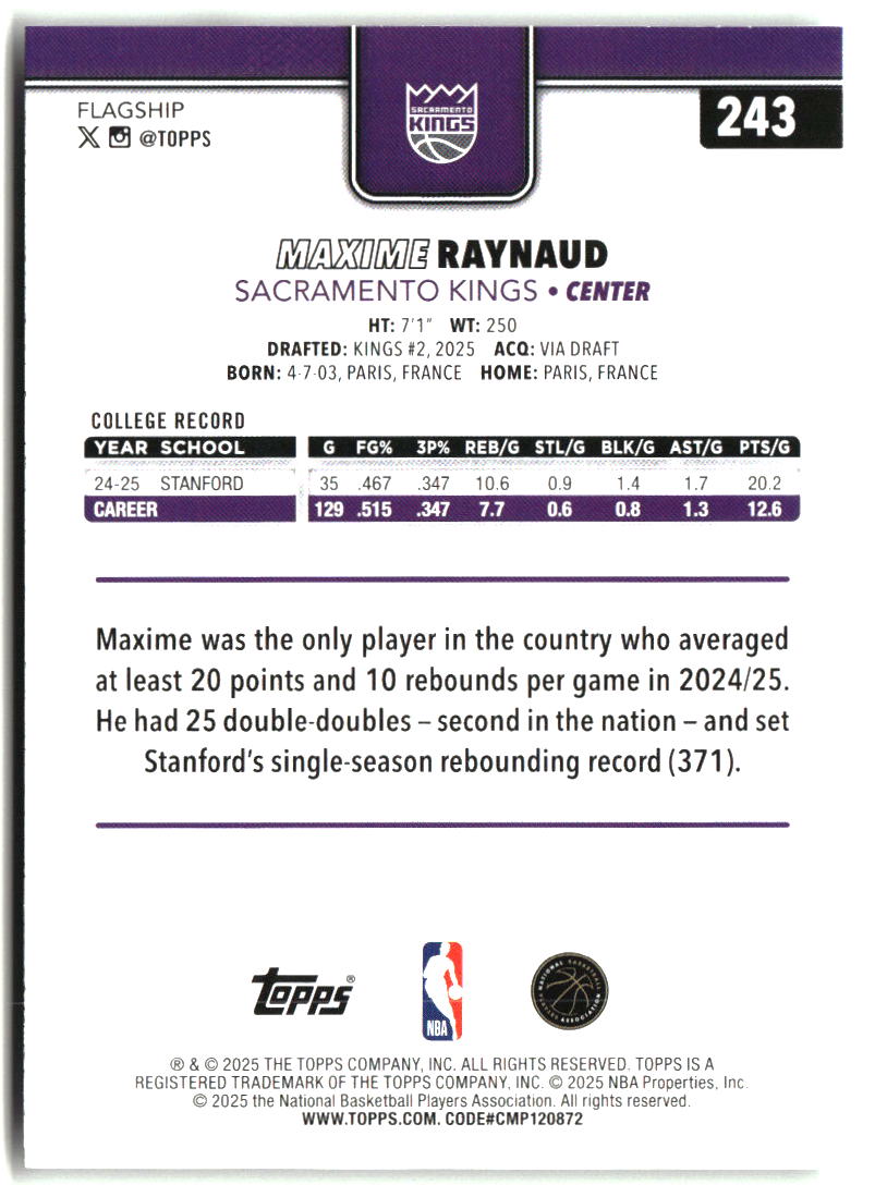Maxime Raynaud 2025-26 Topps #243