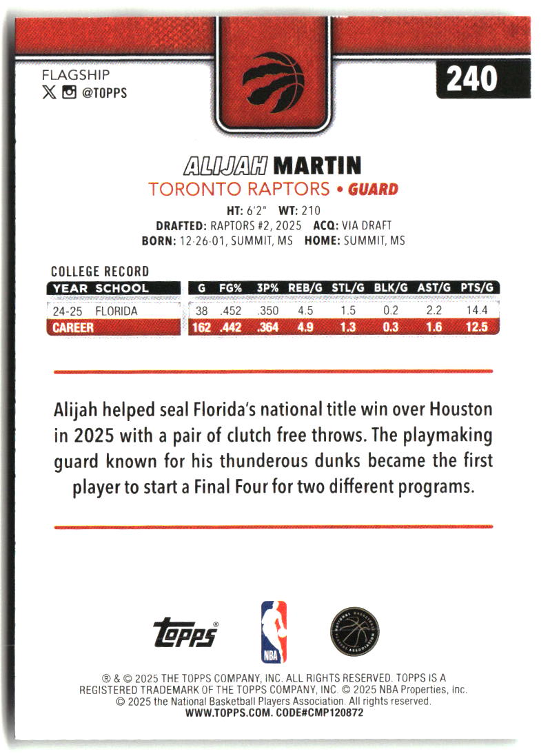 Alijah Martin 2025-26 Topps #240
