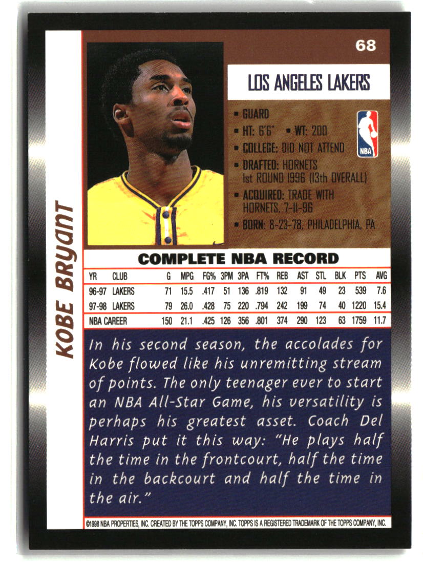 Kobe Bryant 1998-99 Topps #68