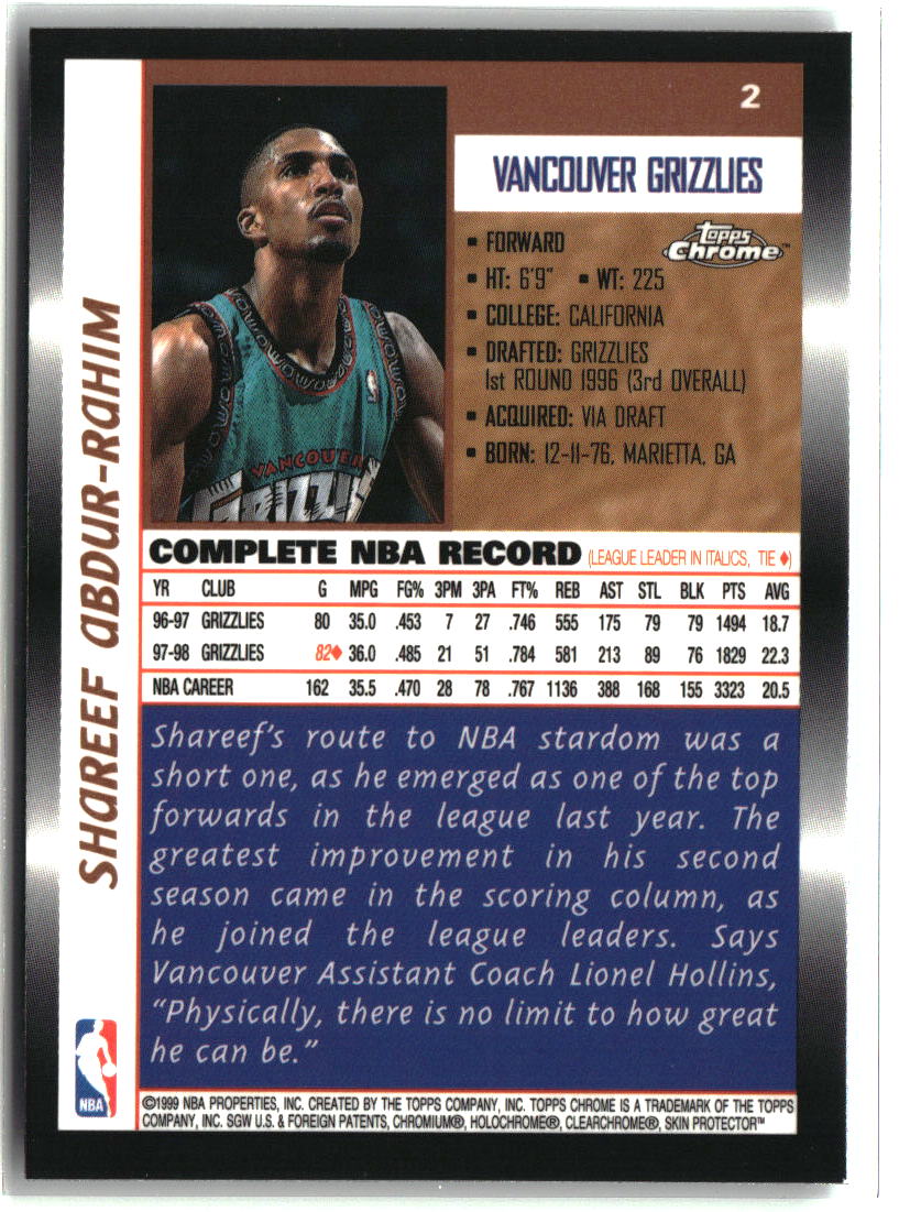 Shareef Abdur-Rahim 1998-99 Topps Chrome #2