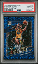 Load image into Gallery viewer, Stephen Curry 2021-22 Donruss Optic Blue Velocity #128 PSA 10