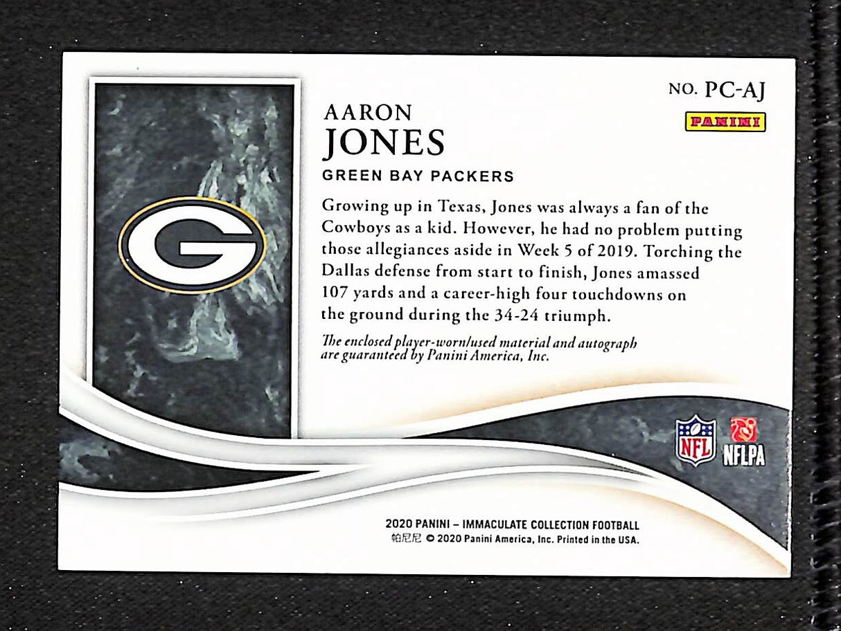 Aaron Jones 2020 Immaculate Players Collection Autographs Gold #PC-AJ #/5