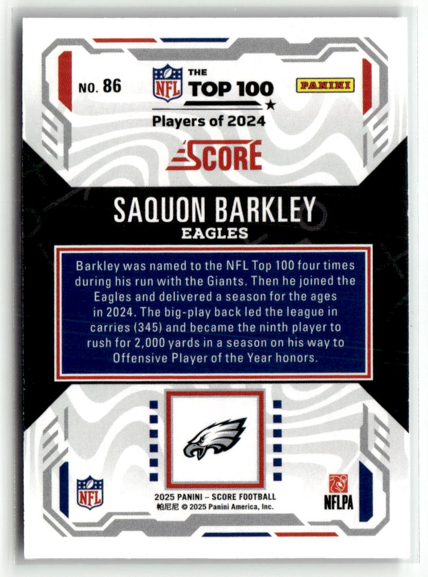 Saquon Barkley 2025 Score Top 100 #86