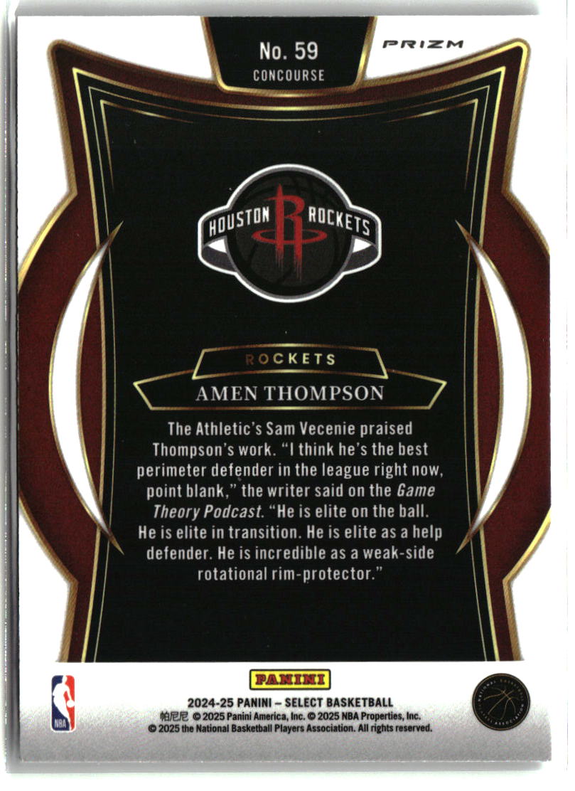 Amen Thompson 2024-25 Panini Select Silver Prizm #59