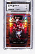 Load image into Gallery viewer, Russell Wilson 2022 Panini Select Draft Picks Orange Prizm #77 #/49 CSG 9
