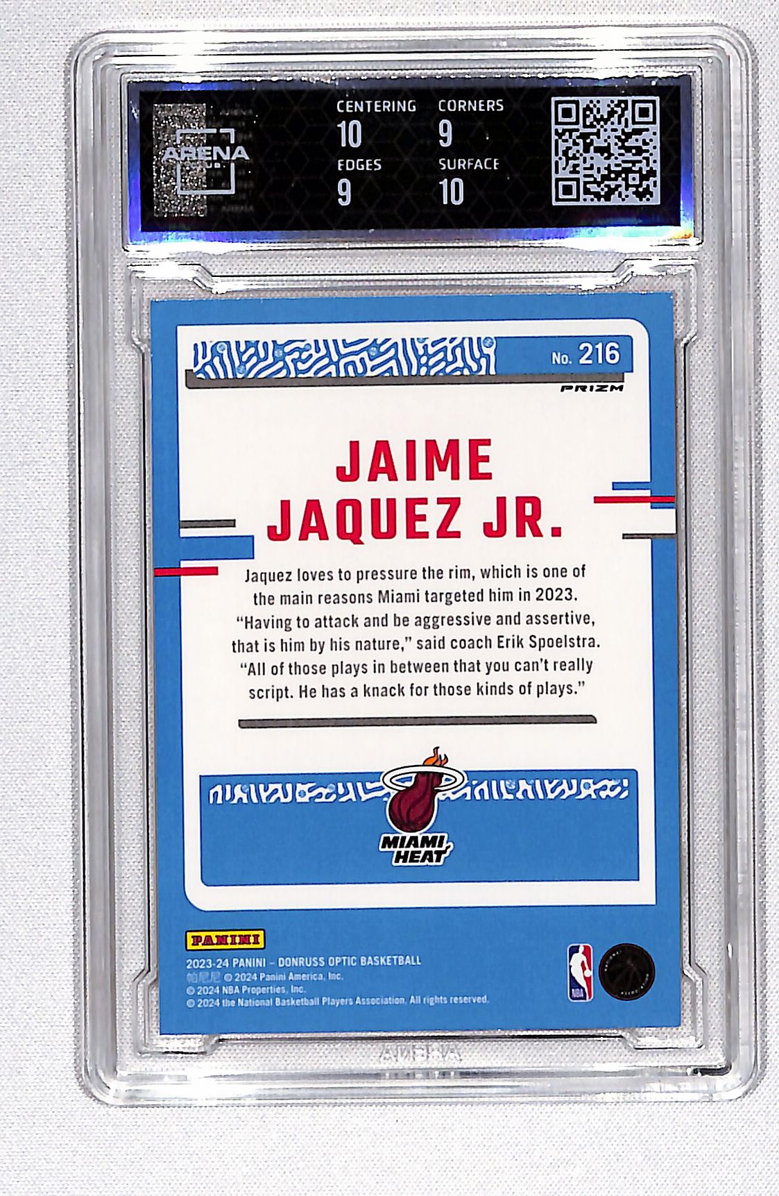 Jaime Jaquez Jr. 2023-24 Donruss Optic Red International #216 Arena Club 9.5