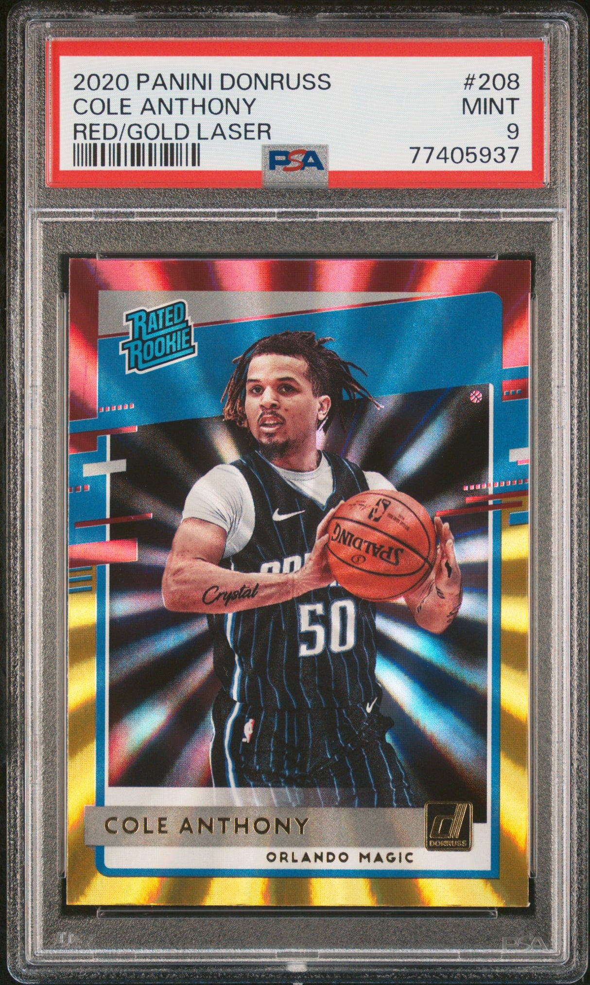 Cole Anthony 2020-21 Donruss Holo Red and Gold Laser #208 PSA 9