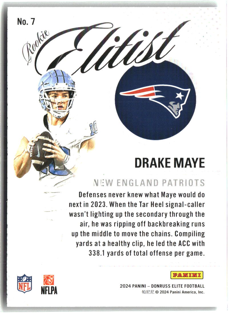 Drake Maye 2024 Donruss Elite Rookie Elitist #7