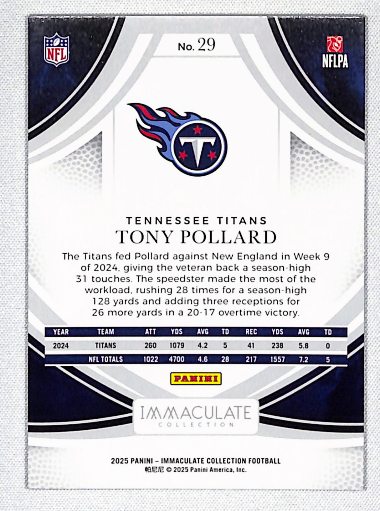 Tony Pollard 2025 Panini Immaculate Collection #29 #/99