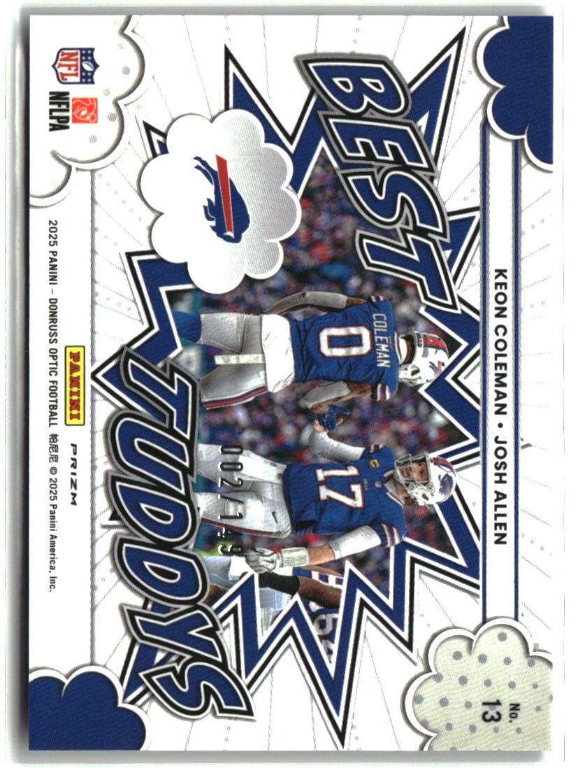 Josh Allen/Keon Coleman 2025 Donruss Optic Best Tuddys Black Pandora #13 #/149