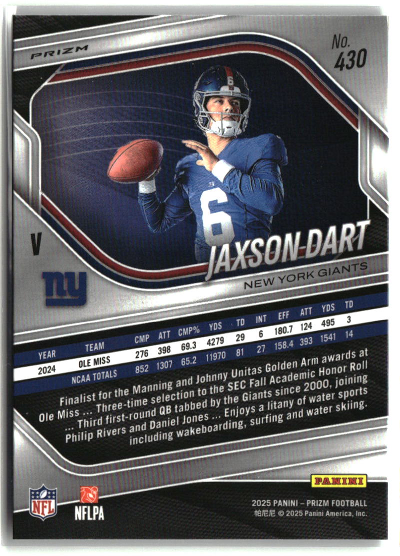 Jaxson Dart 2025 Panini Prizm Silver #430