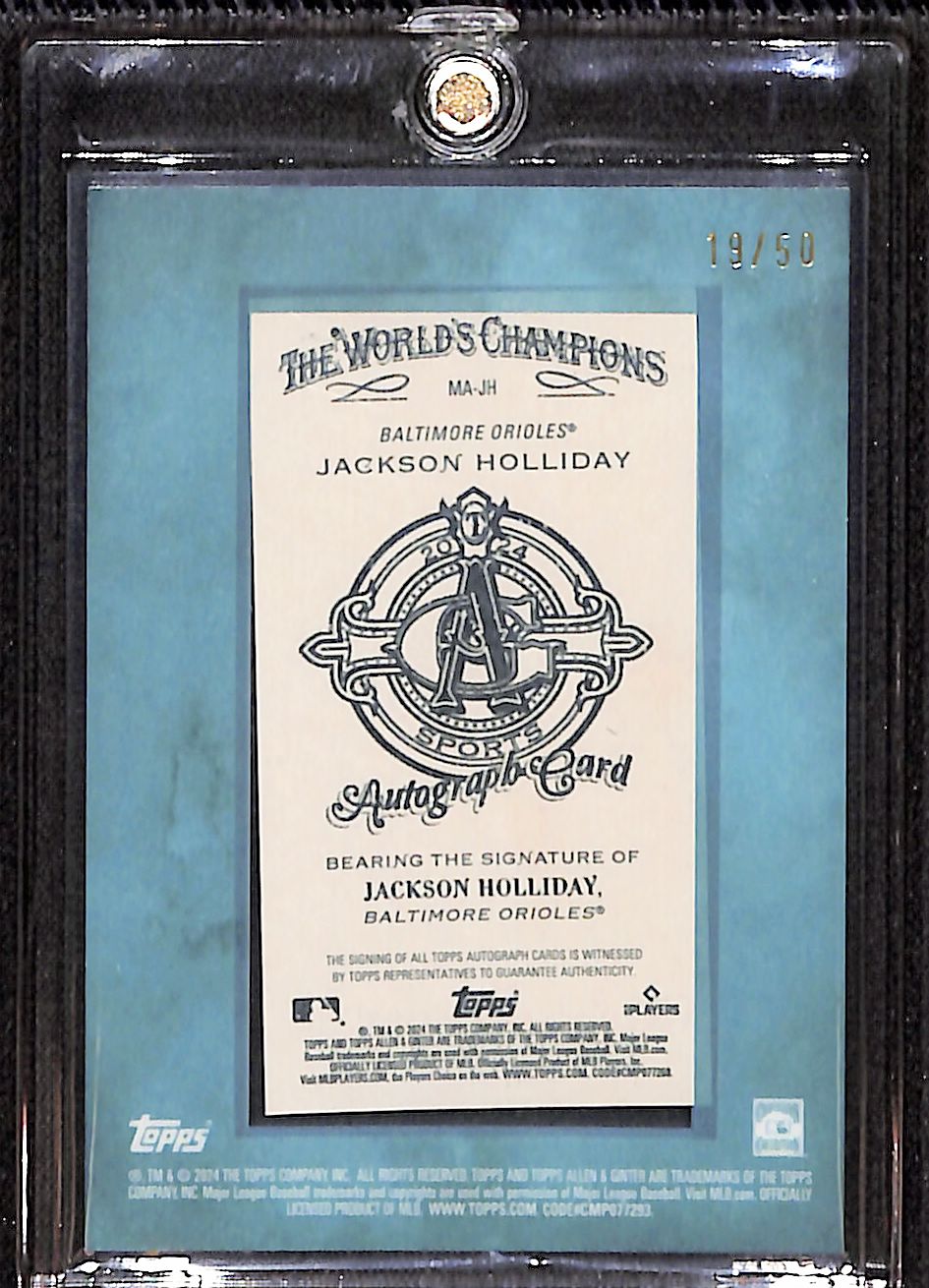Jackson Holliday 2025 Topps Allen & Ginter X Framed Mini Autographs #MA-JH #/50