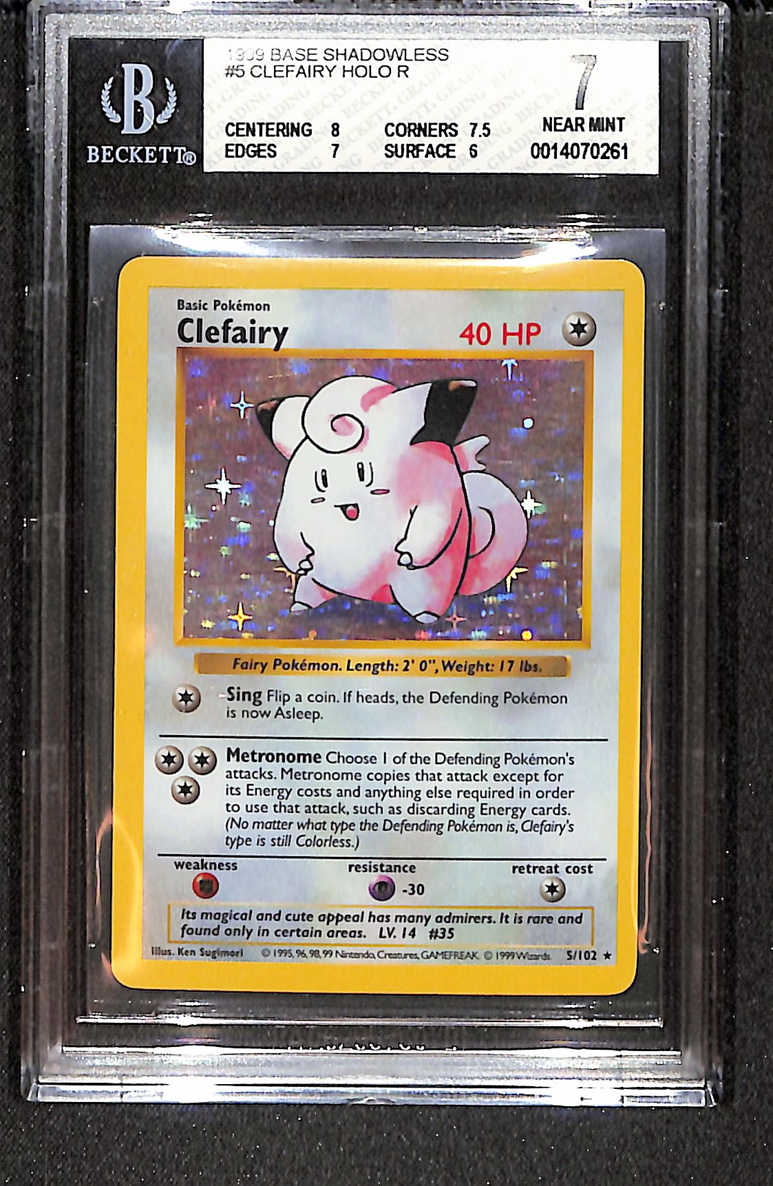 Clefairy Base Set (Shadowless) #005/102 BGS 7.0