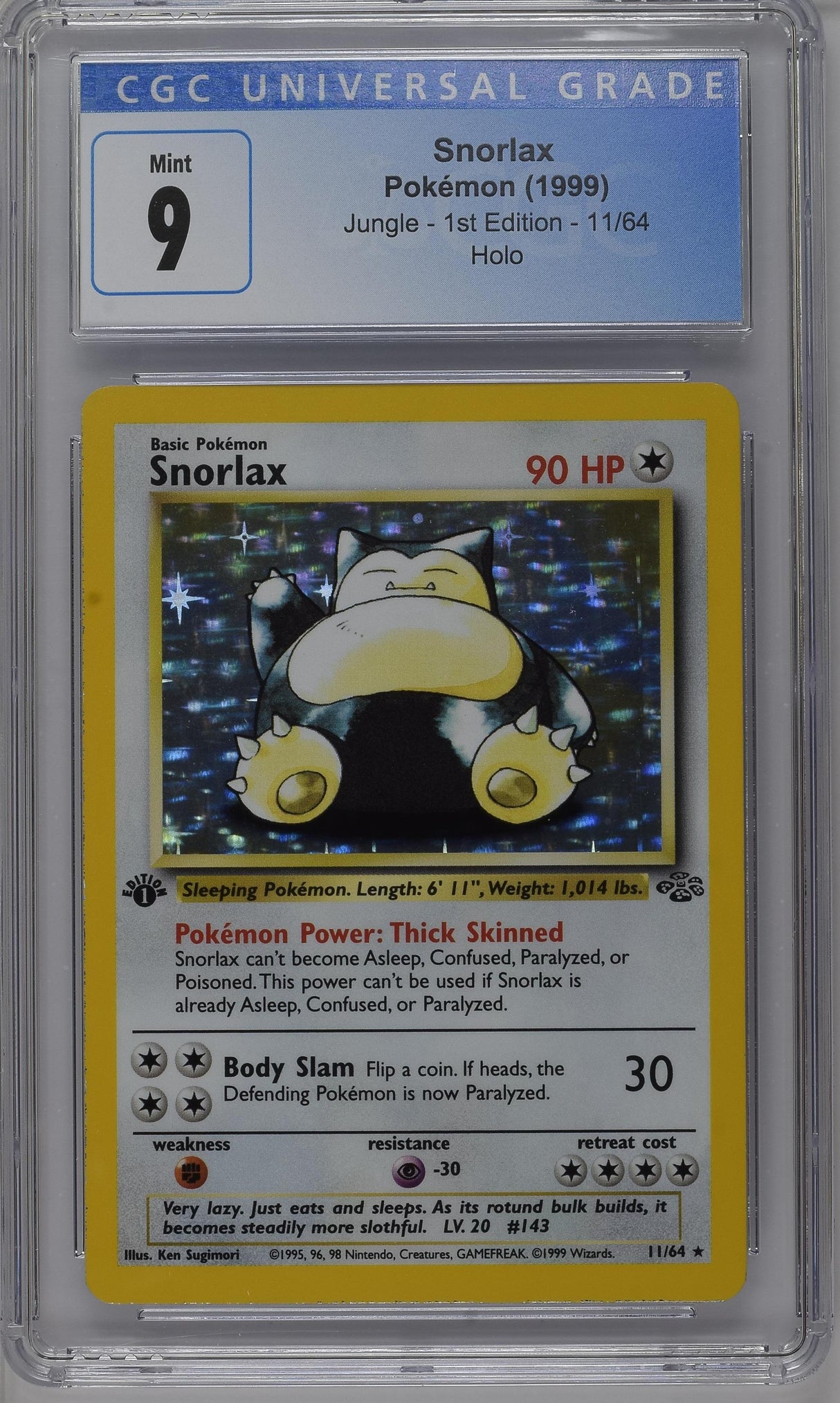 Snorlax 1999 Jungle - 1st Ed. #11/64 CGC 9