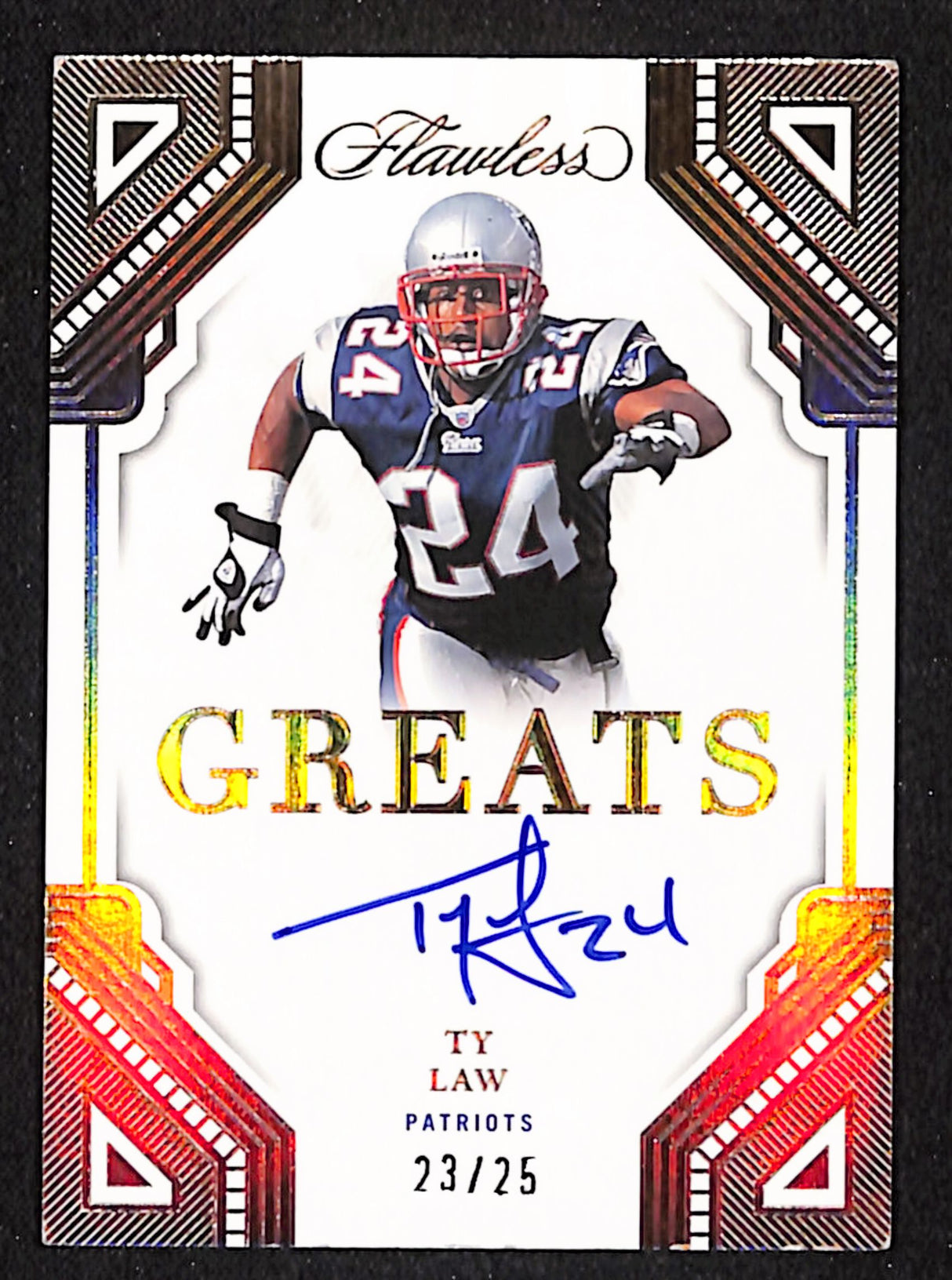 Ty Law 2023 Panini Flawless Greats #G-TLA #/25